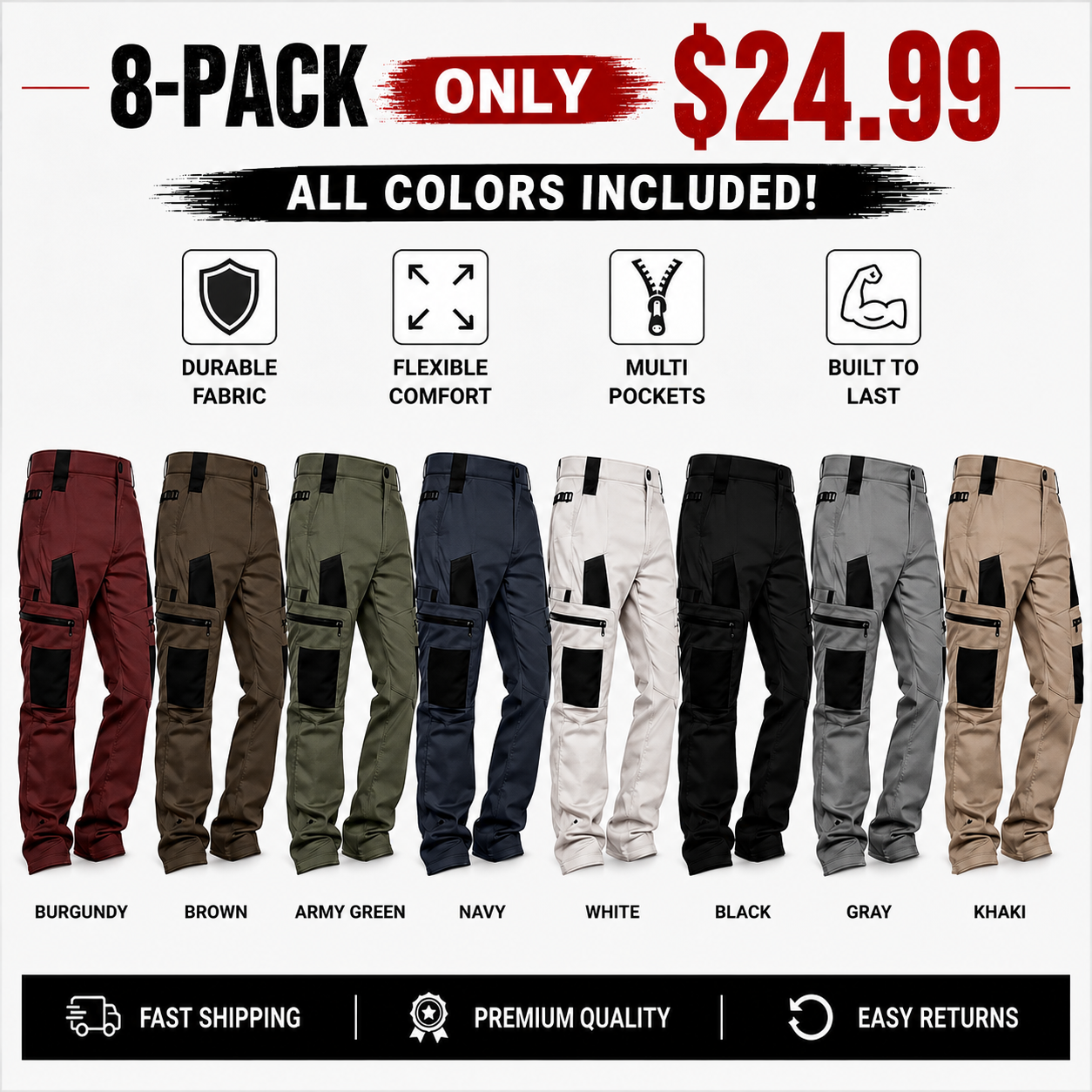 Men's Tactical Cargo Pants – Durable Multi-Pocket Work & Outdoor Pants