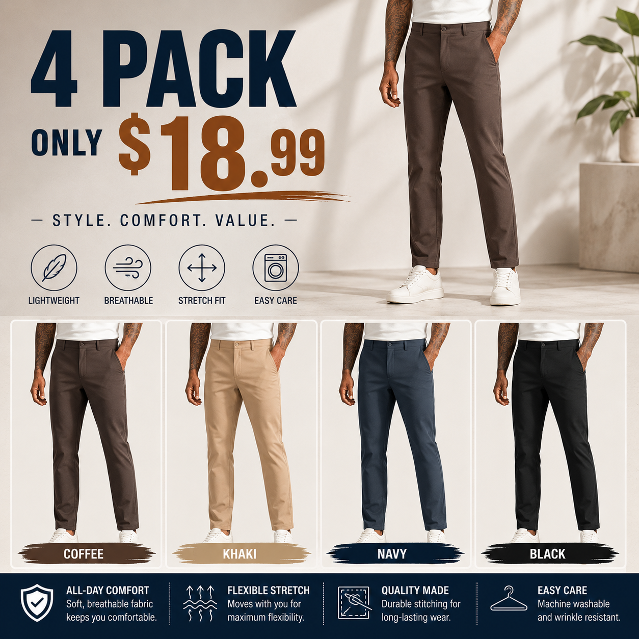 ⚡FINAL SALE⚡Men's Golf Stretch Straight Pants