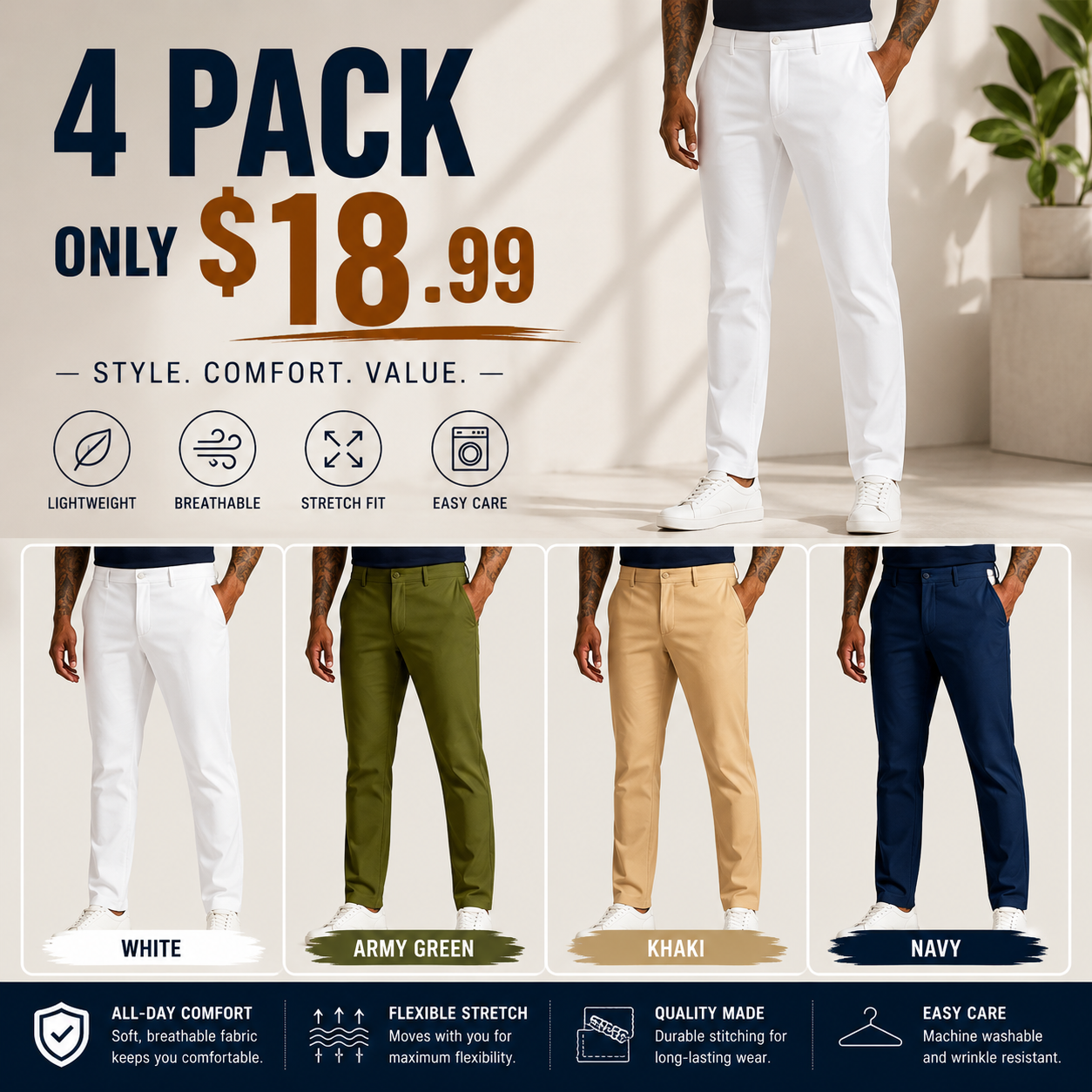⚡FINAL SALE⚡Men's Golf Stretch Straight Pants